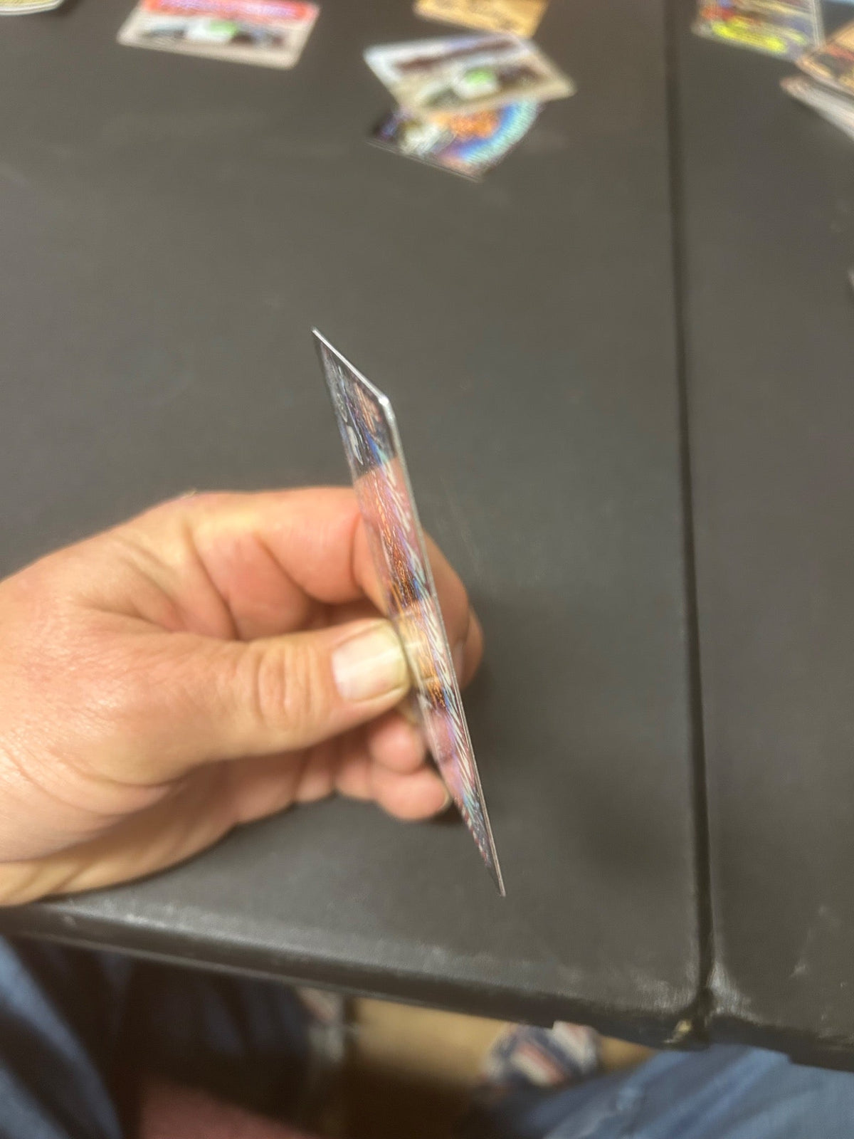 Side view showing thin aluminum card