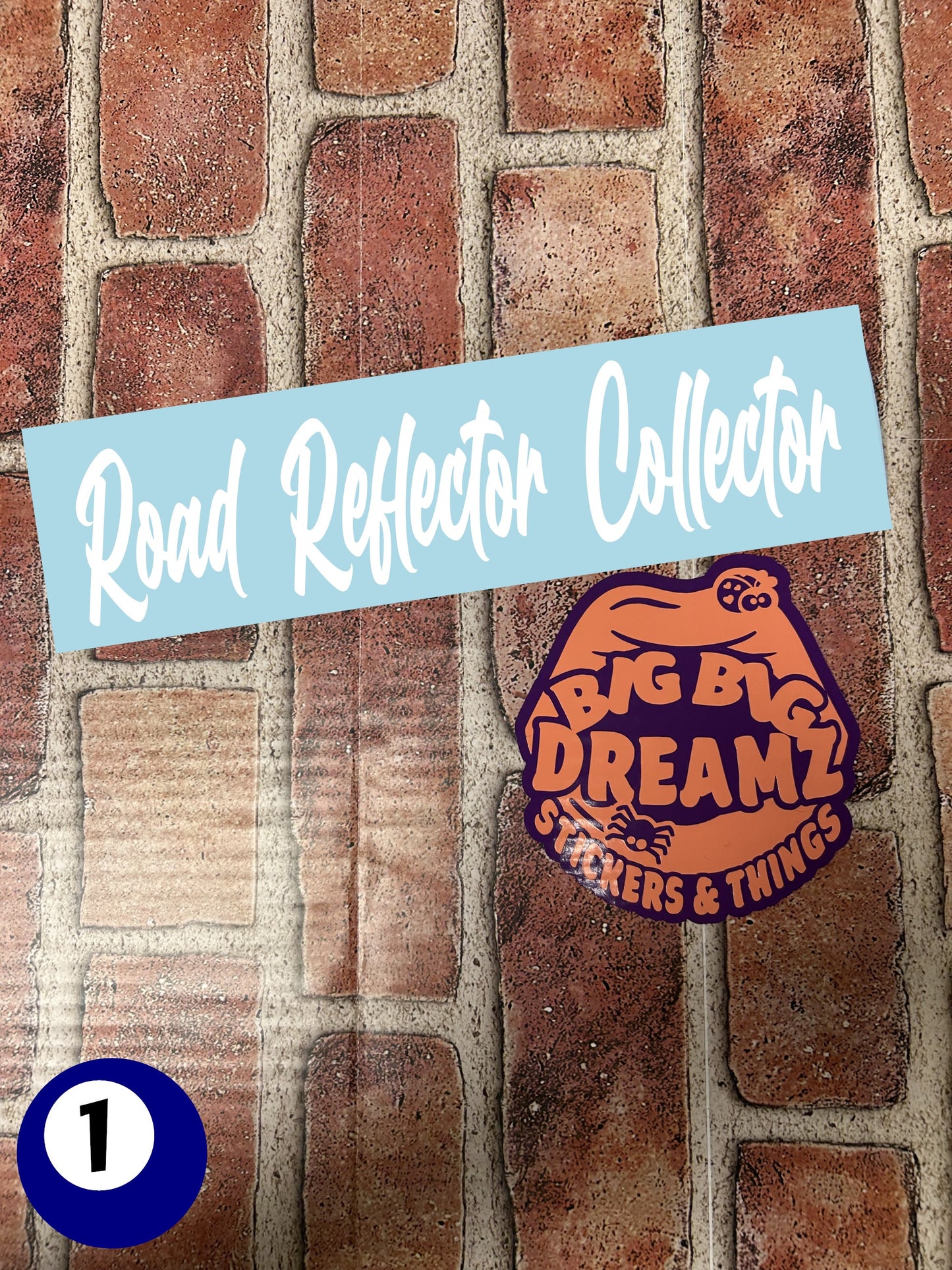 10" x 2.5" ROAD REFLECTOR COLLECTOR BUMPER STICKER BD