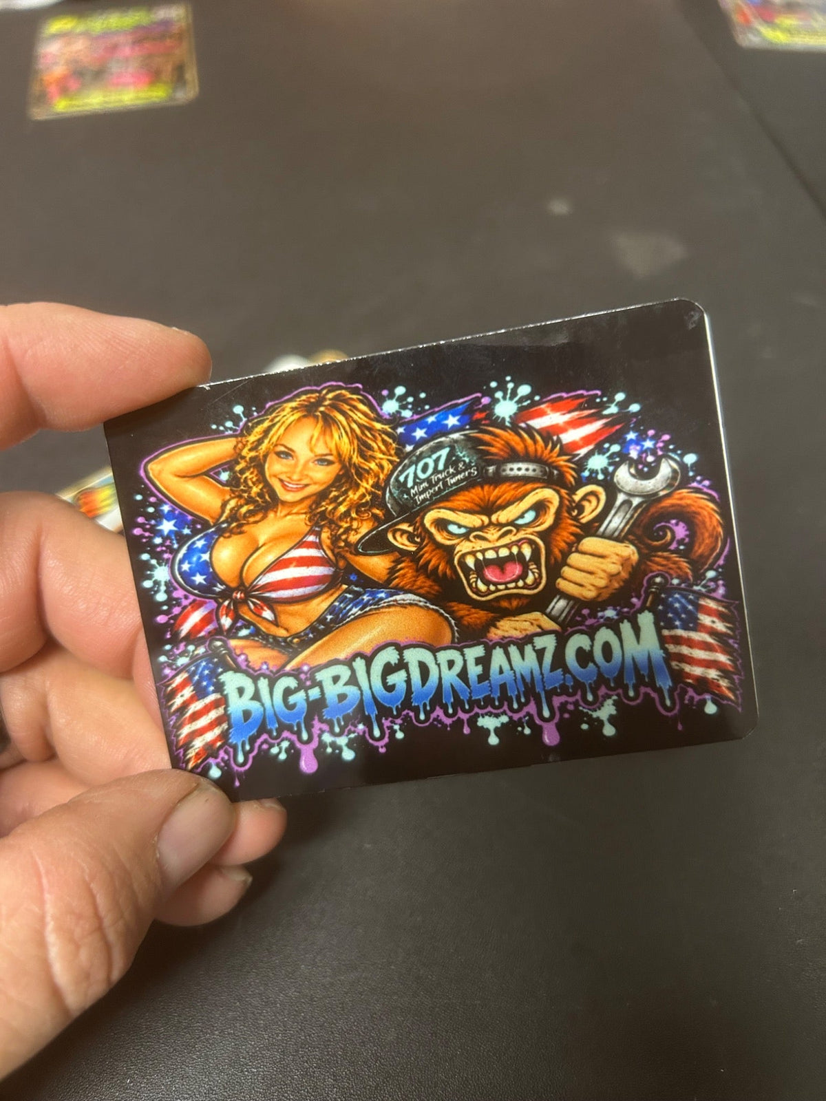 BIG-BIGDREAMZ.COM monkey and patriotic lady card