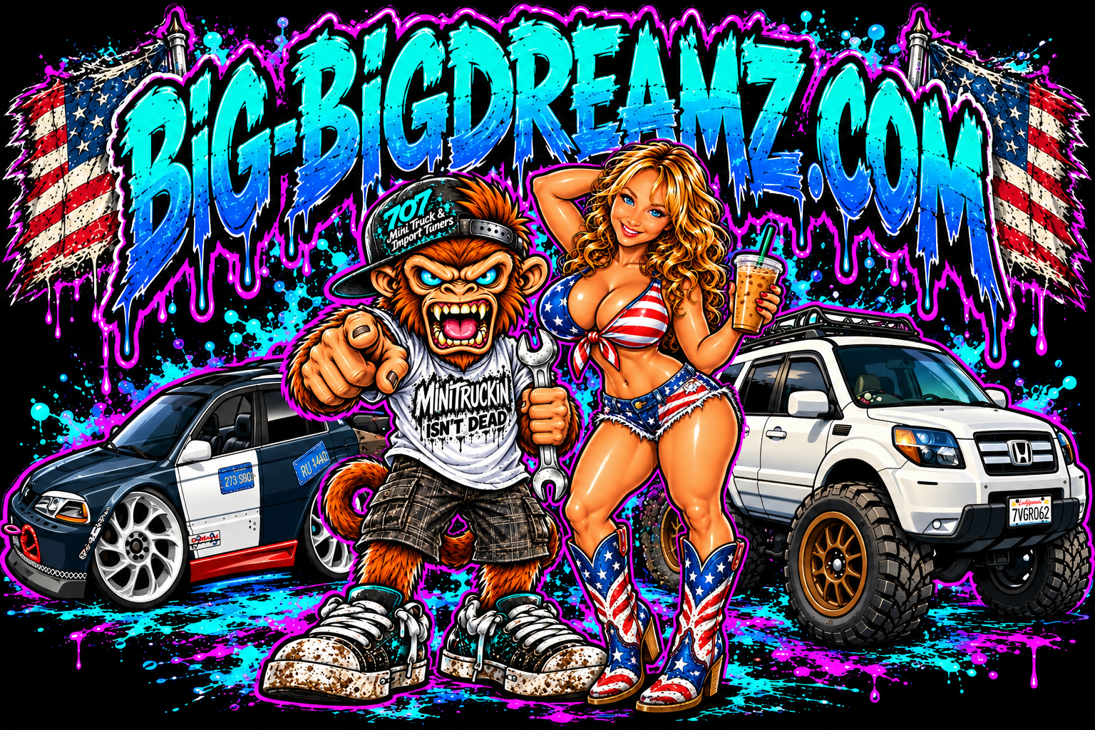 BIG-BIGDREAMZ.COM — custom rides, patriotic art and the Mad Monkey