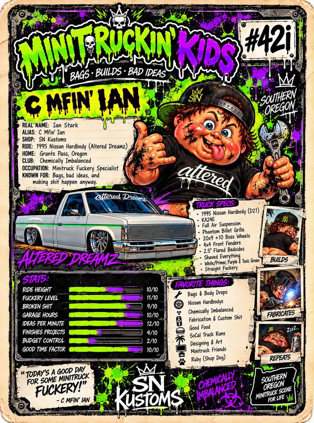 Mini Truckin Kids Aluminum Trading Card