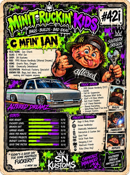 Mini Truckin Kids Aluminum Trading Card