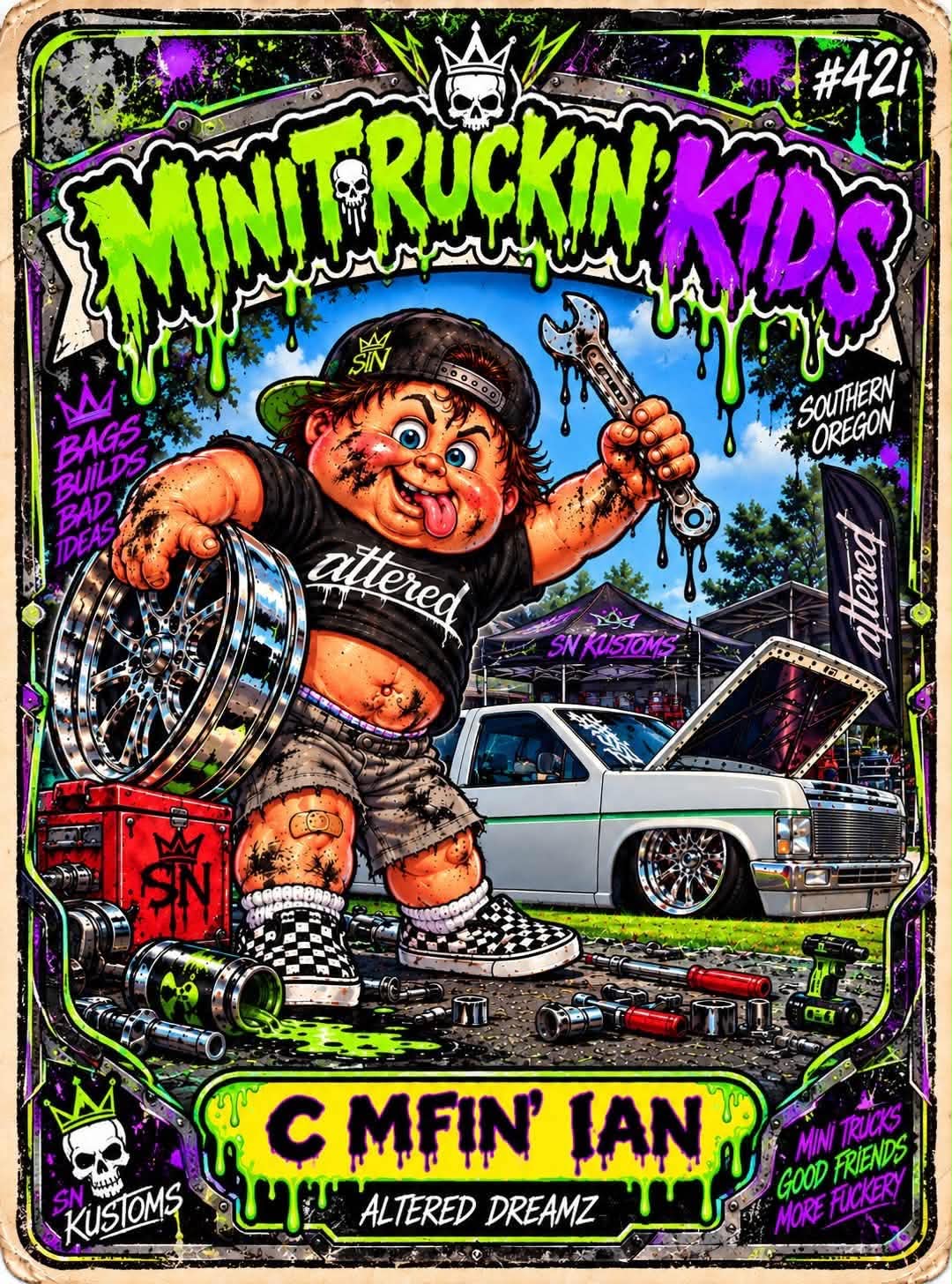Mini Truckin Kids Aluminum Trading Card